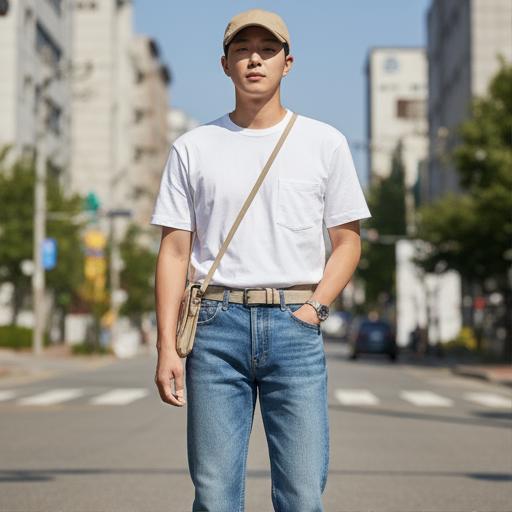 화이트 티셔츠 + 청바지: 청량한 ‘꾸안꾸’ 데일리 룩