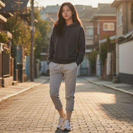 조거 팬츠와 러닝화: 내추럴한 원마일 웨어