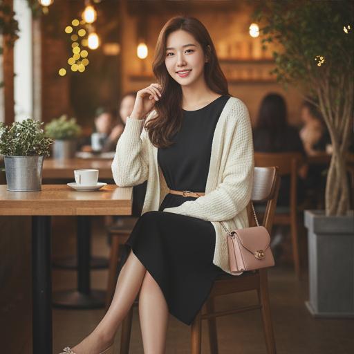 가디건: 부드럽고 여성스러운 데이트룩