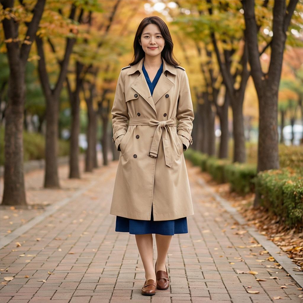 베이지 트렌치코트: 분위기 있는 가을 데일리 룩