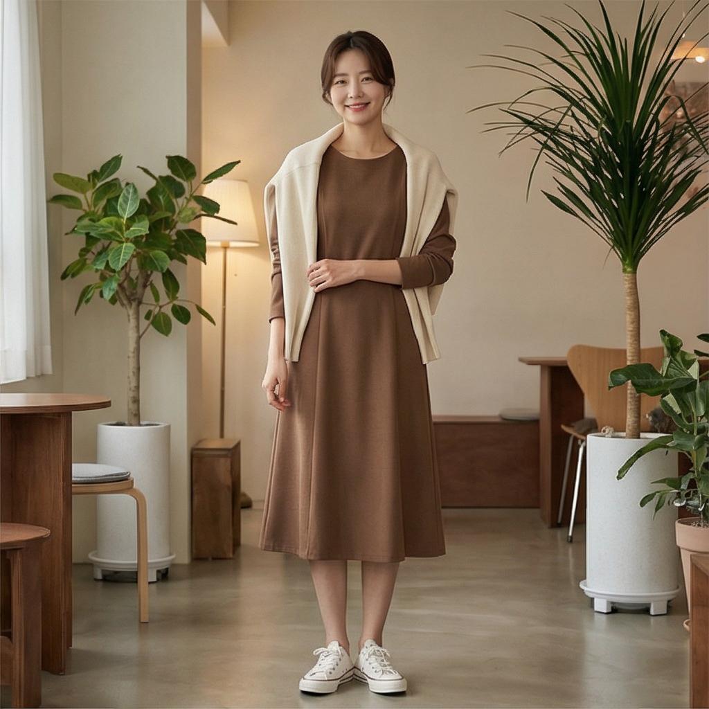 크림색 카디건: 편안한 데일리 룩