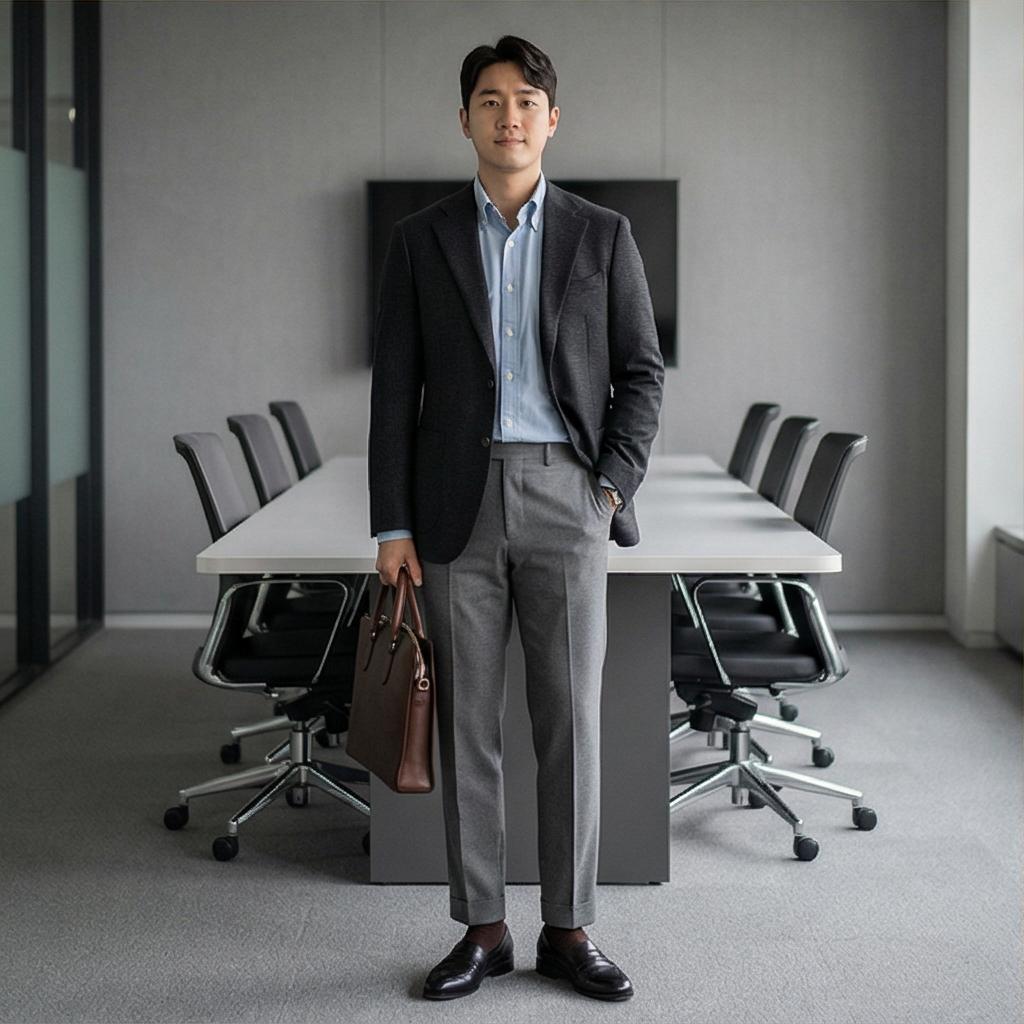 그레이 슬랙스: 차분한 오피스룩