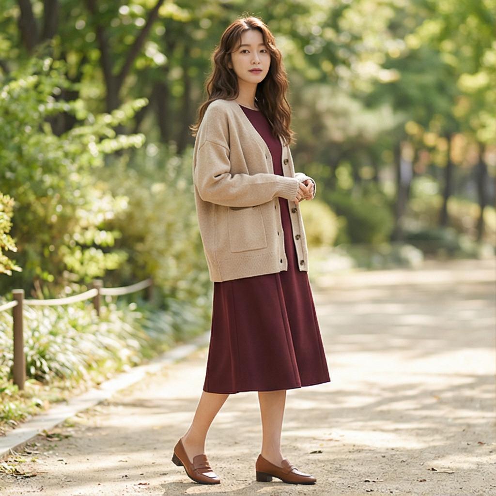 베이지 가디건: 편안하고 부드러운 데일리 스타일