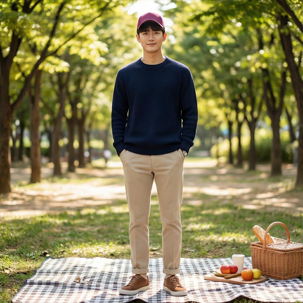 베이지색 면바지: 따뜻한 분위기의 나들이 스타일