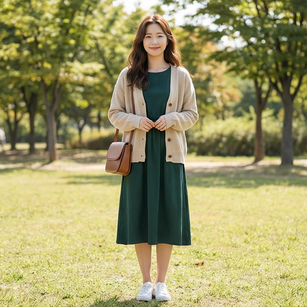 베이지색 가디건: 편안한 데일리 룩