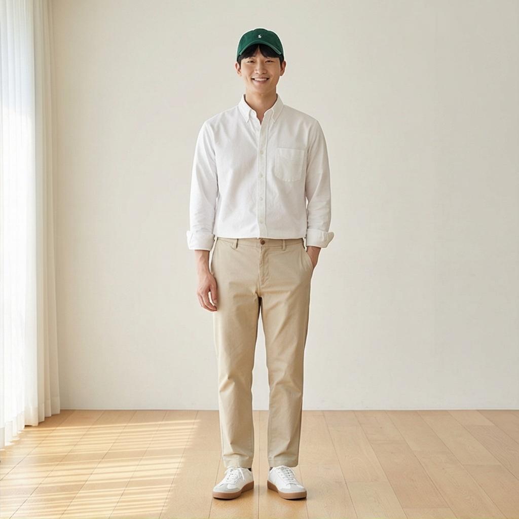 화이트 옥스퍼드 셔츠: 깔끔하고 스마트한 분위기