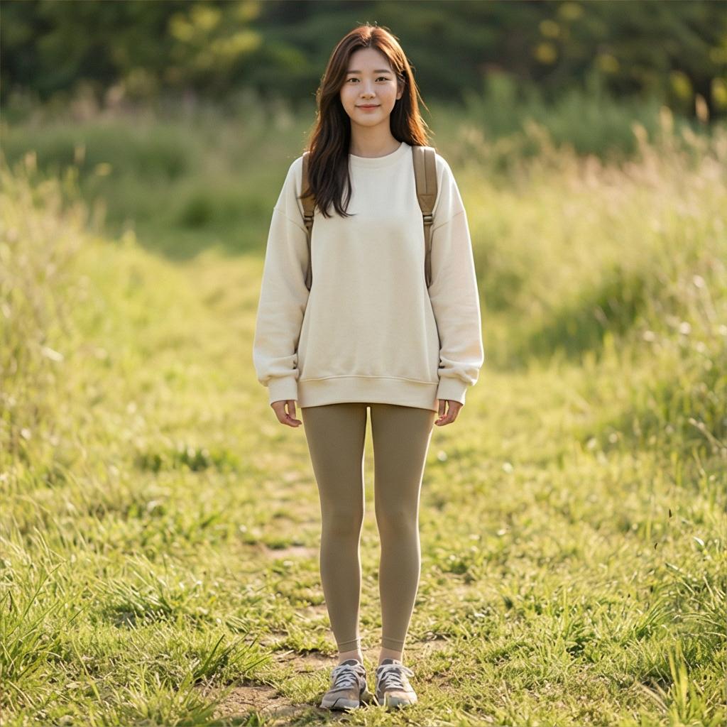 넉넉한 맨투맨: 경쾌한 나들이룩