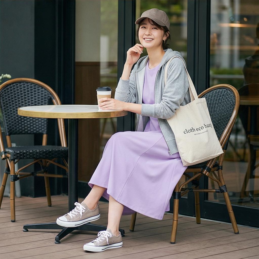 그레이 후드 집업: 자연스러운 꾸안꾸 스타일