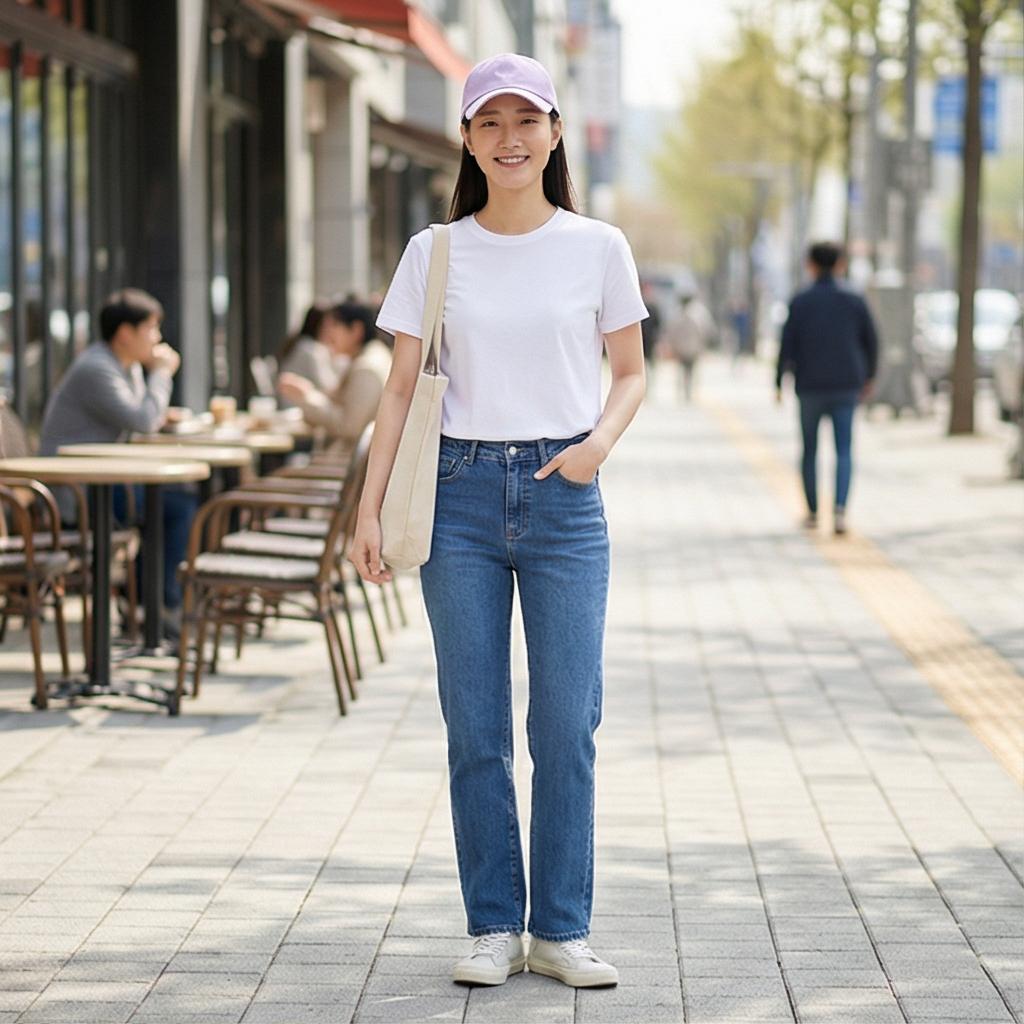 흰색 무지 티셔츠: 깔끔하고 산뜻한 데일리 룩