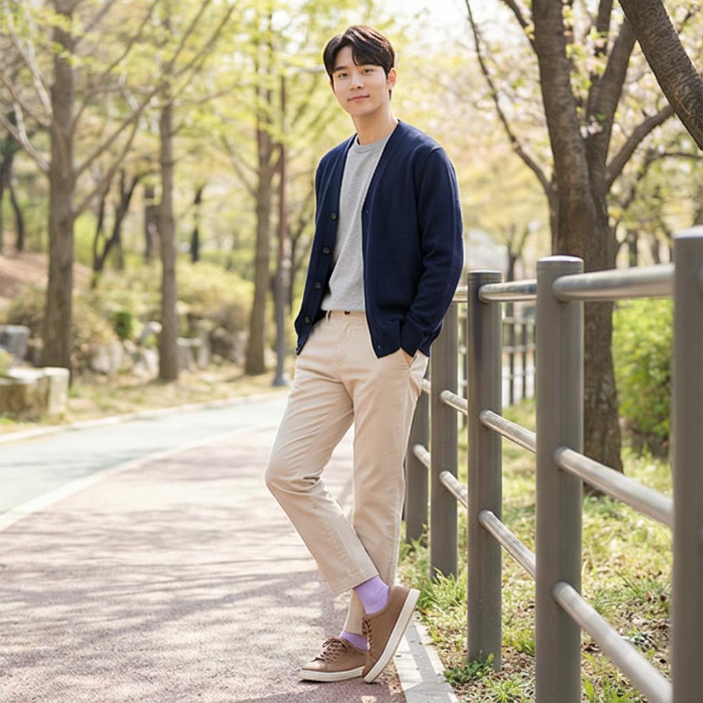 베이지 면바지: 부드러운 감성의 나들이 룩