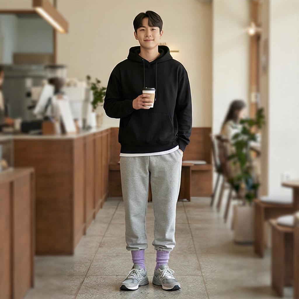 그레이 트레이닝 팬츠: 센스 있는 원마일 웨어