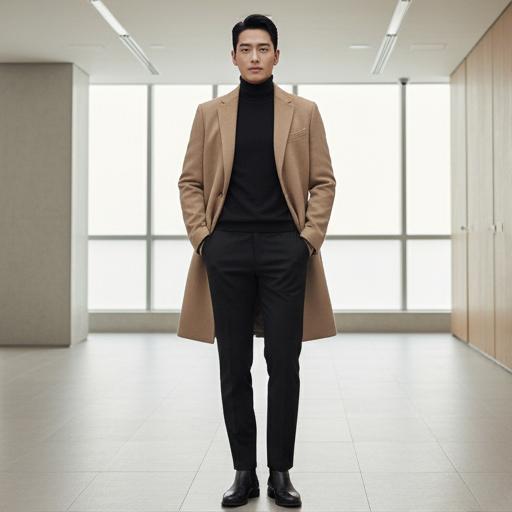 검은색 슬랙스와 니트: 깔끔한 출근 룩