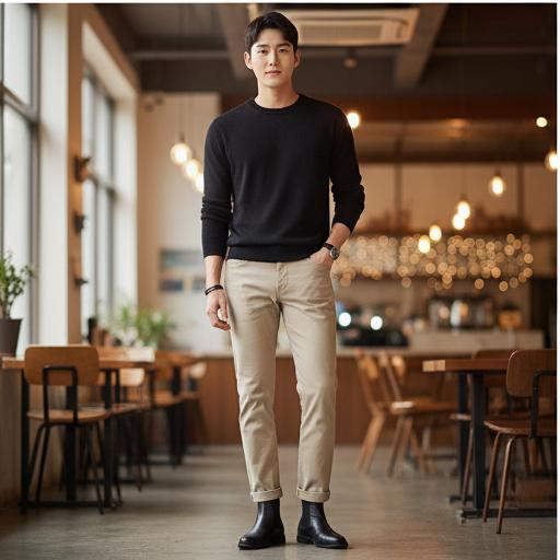 검정색 니트: 차분하고 세련된 데이트룩