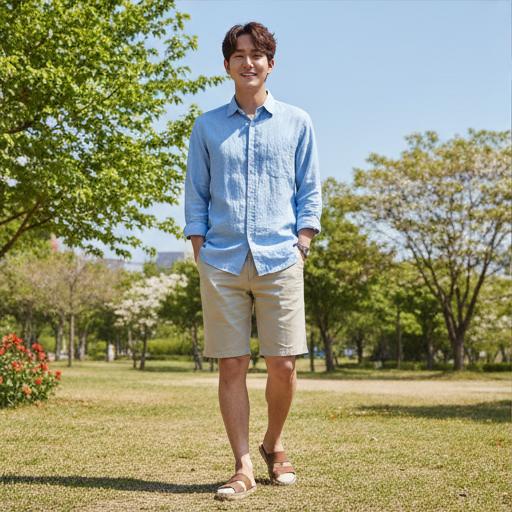 파스텔 톤 린넨 셔츠: 산뜻한 주말 나들이 룩