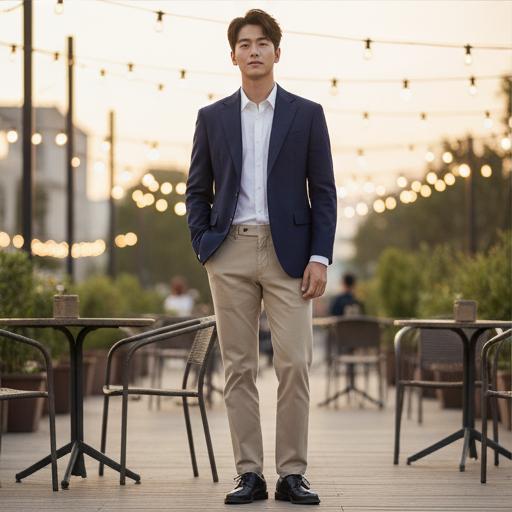 네이비 블레이저: 세미 포멀 데이트 무드