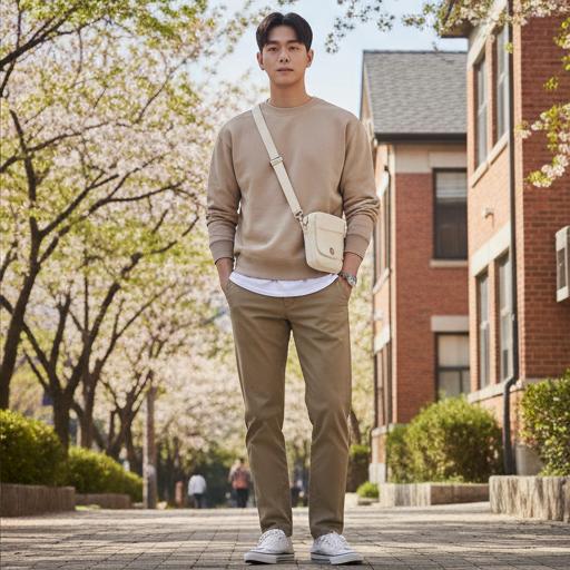 면바지(치노 팬츠): 단정한 캠퍼스룩 및 데이트룩