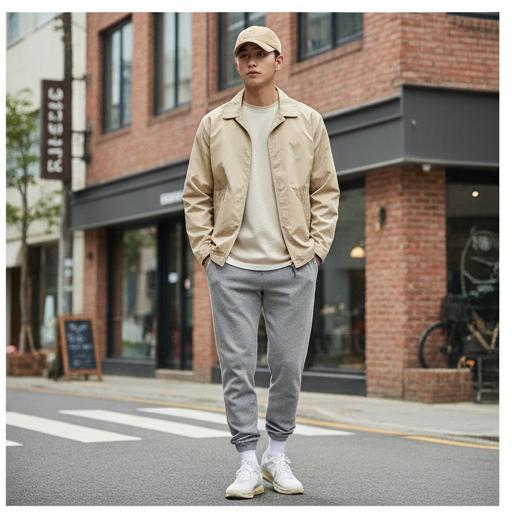 회색 조거 팬츠: 편안한 주말 나들이 룩