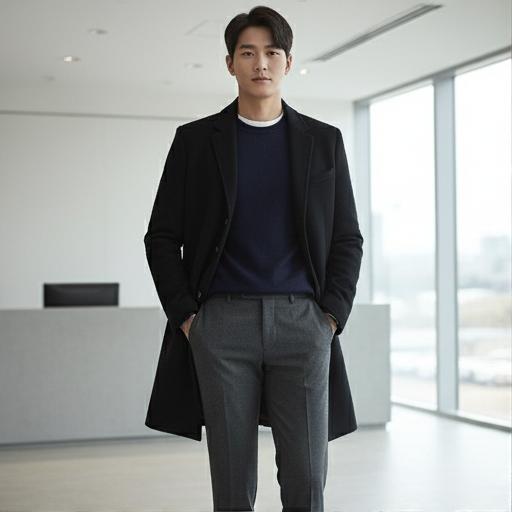 슬랙스와 니트: 깔끔한 비즈니스 캐주얼룩