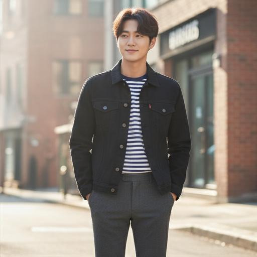 스트라이프 티셔츠, 슬랙스: 부드럽고 세련된 데이트룩