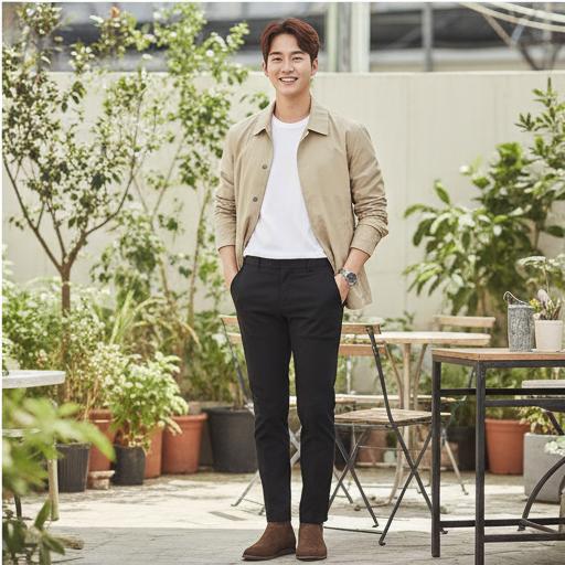 베이지 자켓: 캐주얼 데이트룩