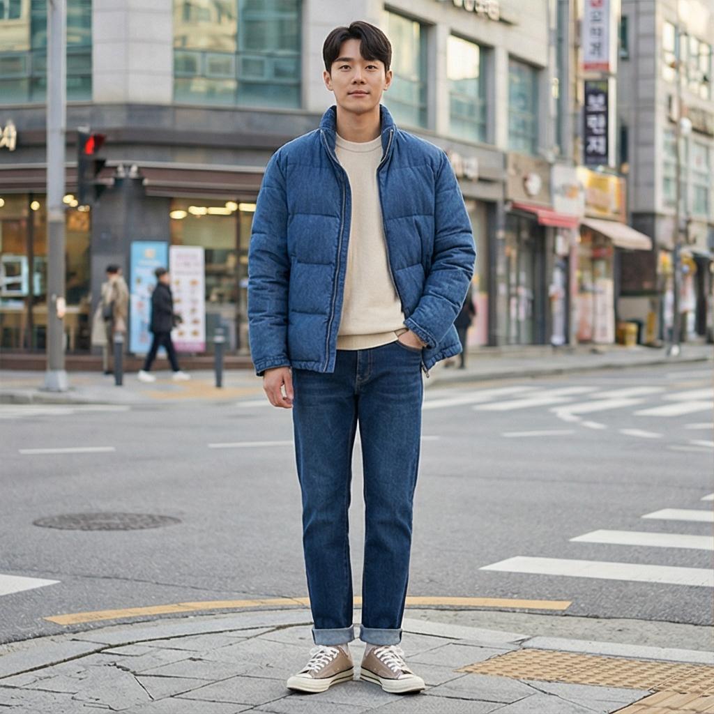 진청 데님 팬츠: 활동적인 캐주얼 스타일