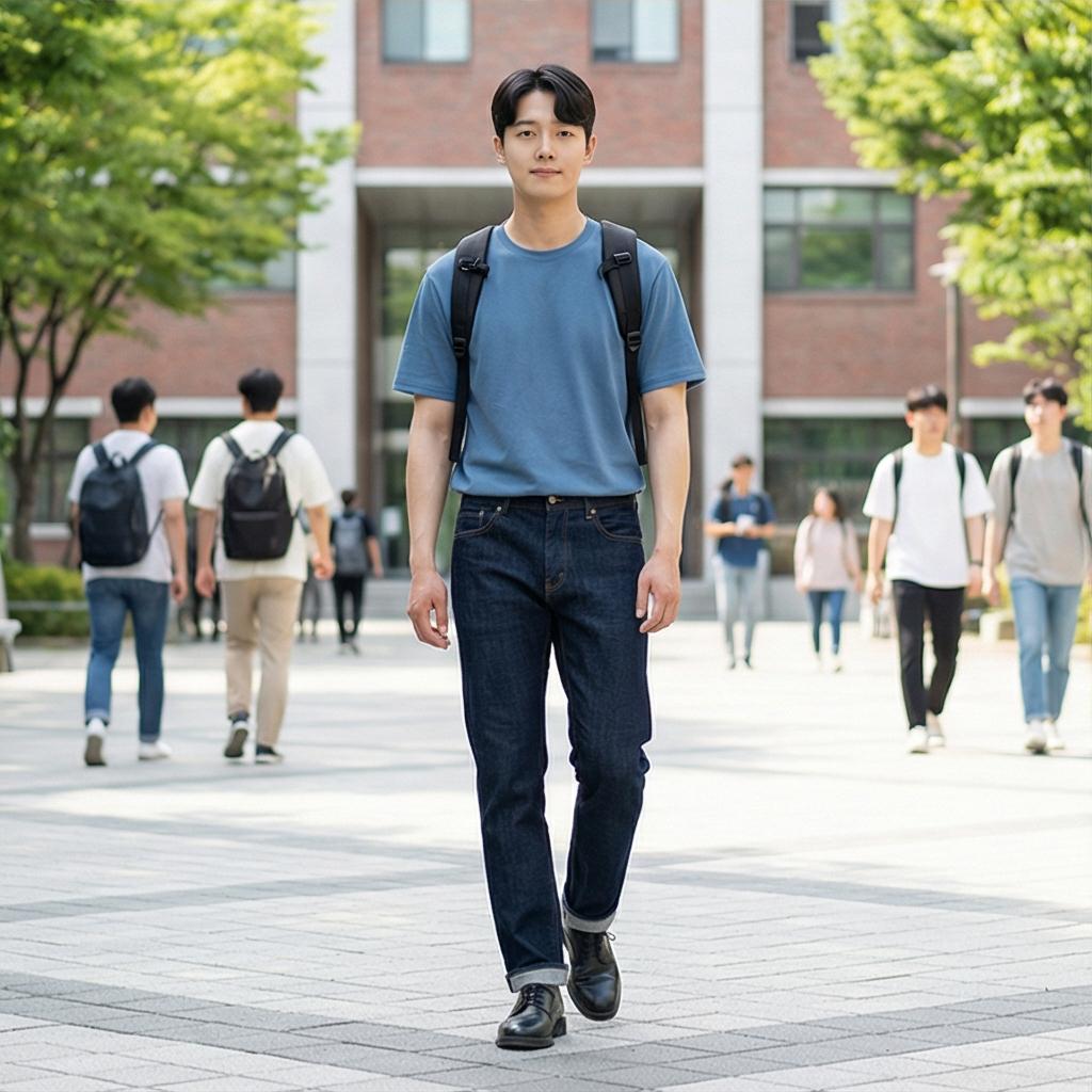 진청 데님 팬츠: 세련된 톤온톤 스타일