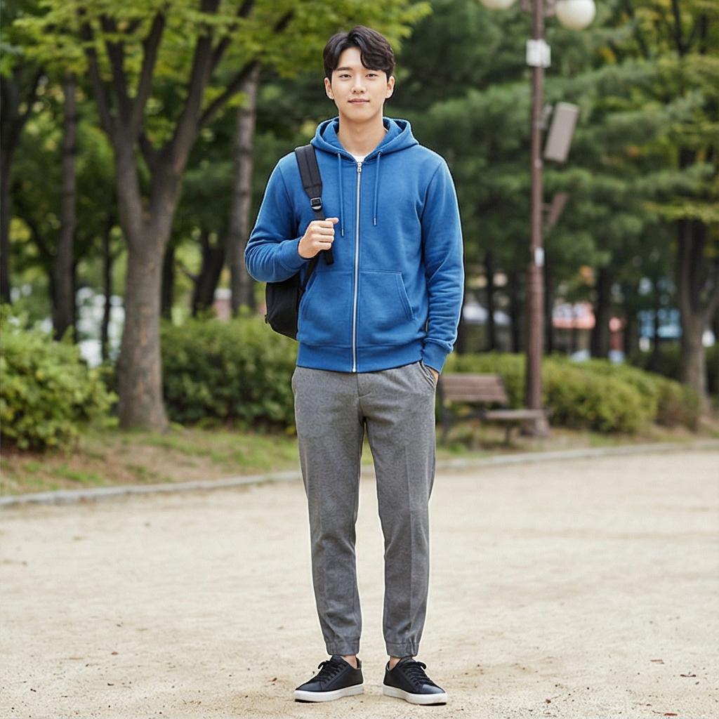 회색 조거 팬츠: 스포티한 분위기