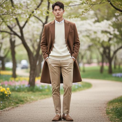 아이보리 니트 & 셔츠: 부드러운 인상을 주는 데이트 스타일