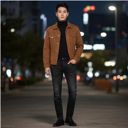 검정색 니트 & 흑청 데님: 시크한 도시 남자 스타일