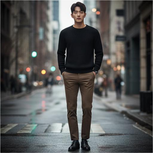 검정색 니트: 차분하고 모던한 미니멀룩
