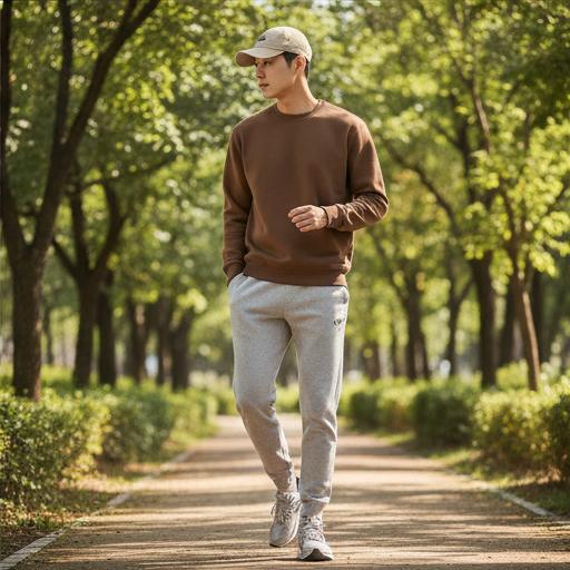 회색 조거 팬츠: 활동적이고 편안한 주말 나들이룩