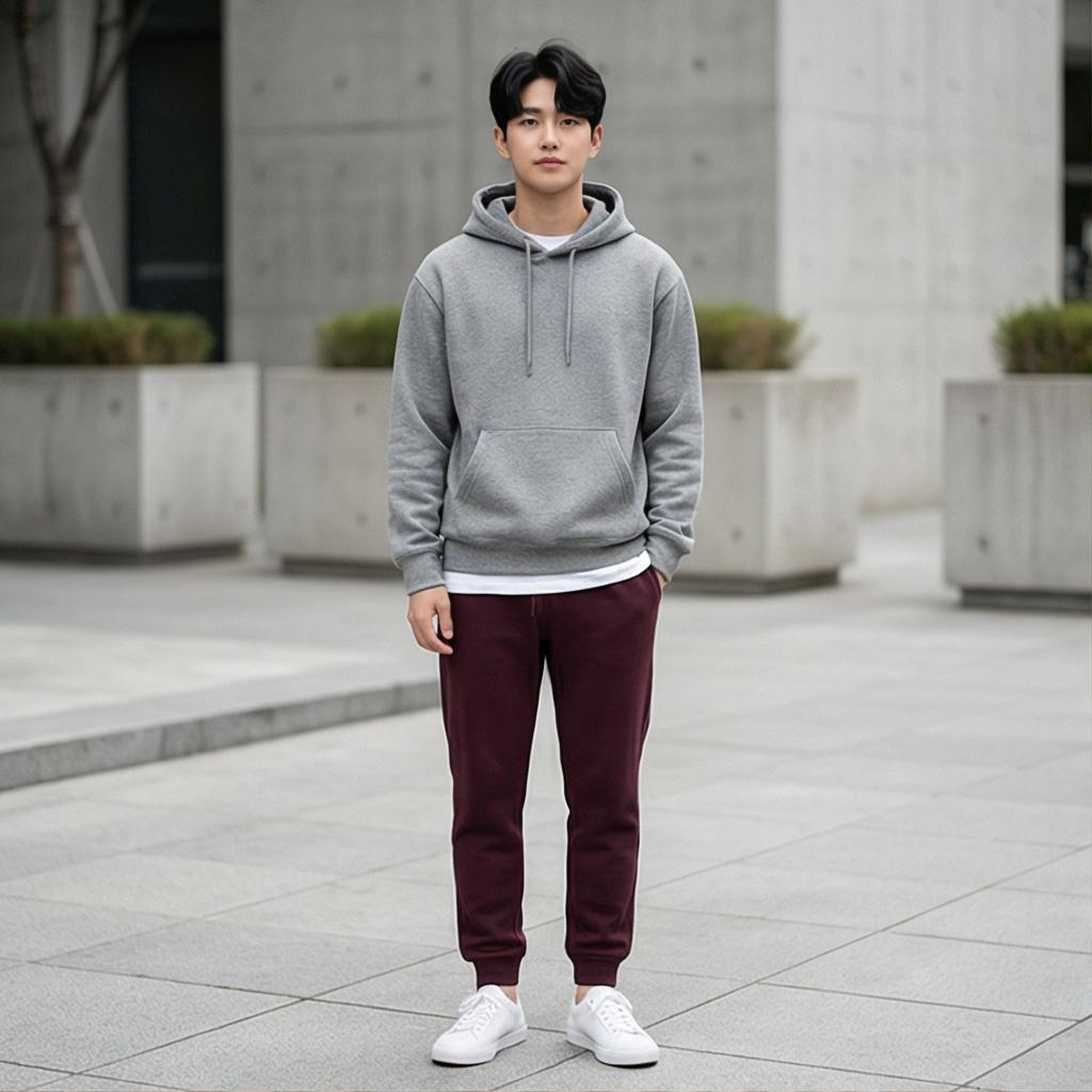 회색 후드티: 캐주얼한 꾸안꾸 스타일