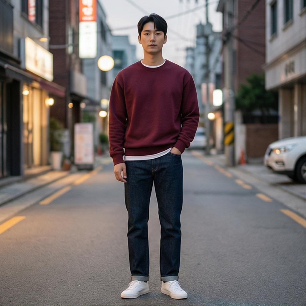 생지 데님 팬츠: 깔끔한 데일리룩