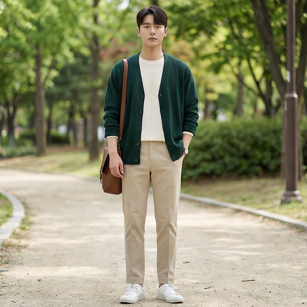 베이지색 치노 팬츠: 부드러운 감성 룩