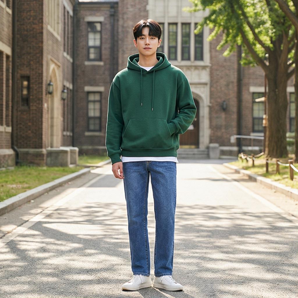 중청 데님 팬츠: 캠퍼스룩 스타일