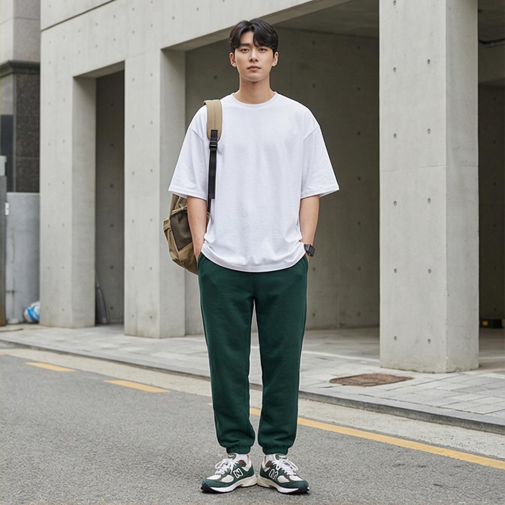 흰색 오버핏 티셔츠: 경쾌한 분위기
