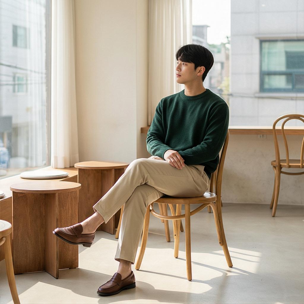 베이지 면바지: 부드러운 인상의 위크엔드 룩