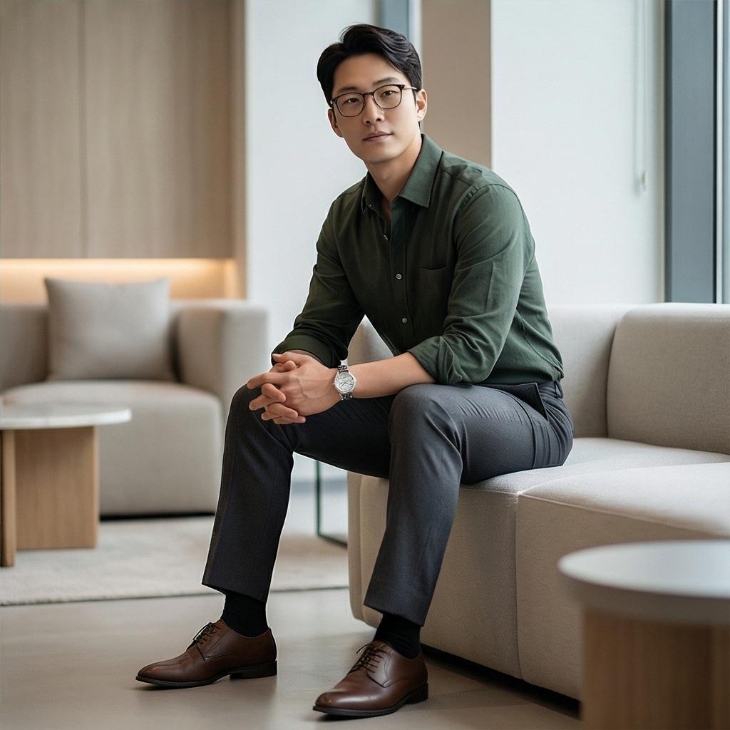 그레이 슬랙스 : 지적이고 차분한 스타일