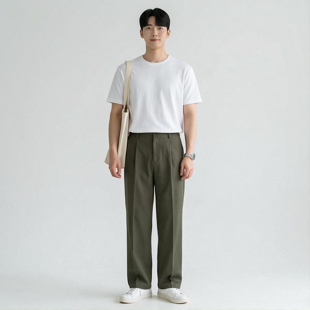 흰색 무지 티셔츠: 깔끔한 데일리룩