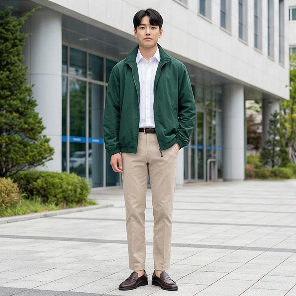 베이지 치노 팬츠: 단정한 비즈니스 캐주얼 룩