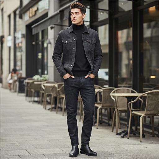 검정색 목티, 어두운 청바지: 차분하고 세련된 데이트 스타일