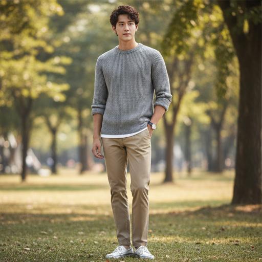 베이지색 치노팬츠: 부드럽고 편안한 주말 나들이 룩