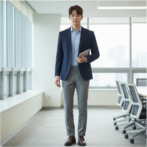 네이비 블레이저: 신뢰감을 주는 비즈니스 캐주얼룩