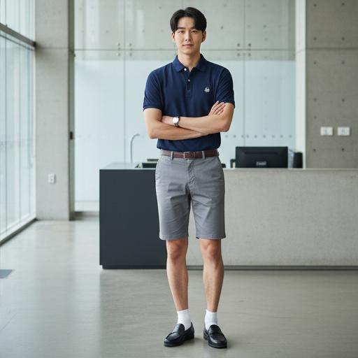 네이비 피케 셔츠(카라티): 단정한 썸머 비즈니스 캐주얼