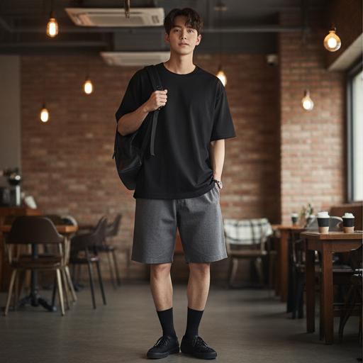 검정색 오버핏 티셔츠: 세련된 미니멀 룩