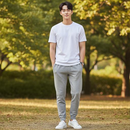 흰색 무지티와 깔끔한 스니커즈: 청량한 데일리룩