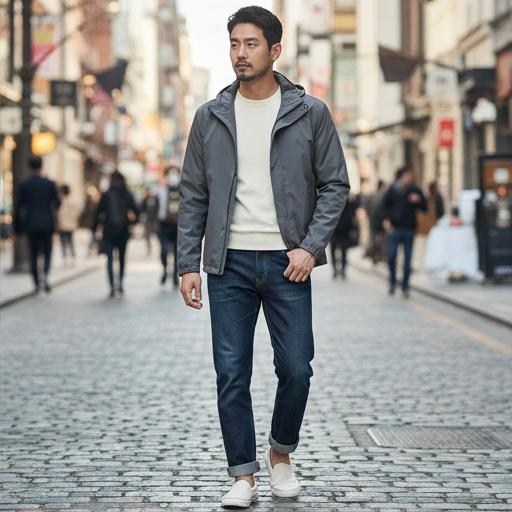 진청 데님 팬츠: 편안한 주말 나들이 룩