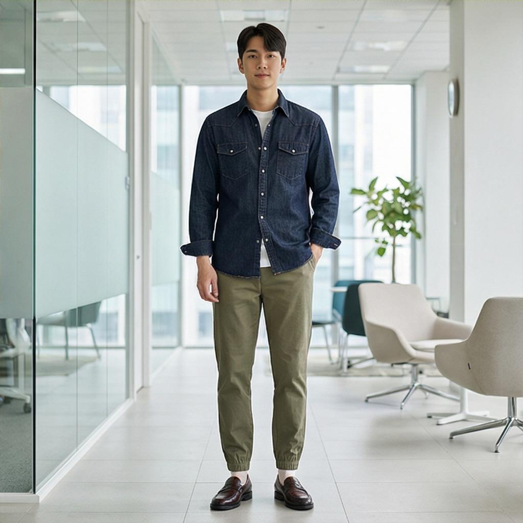 데님 셔츠: 세련된 비즈니스 캐주얼 룩