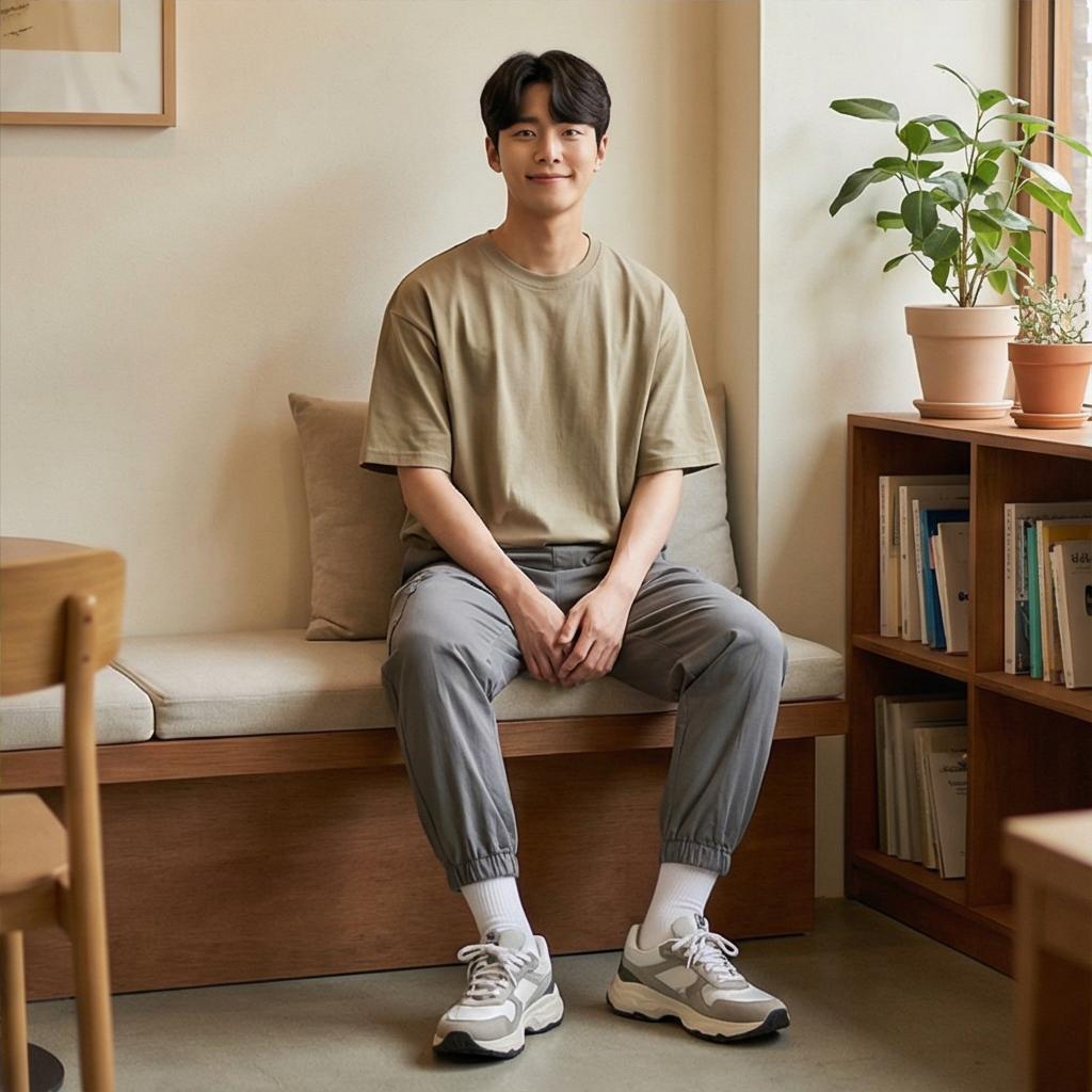 그레이 트레이닝 팬츠: 편안한 무드의 꾸안꾸 스타일