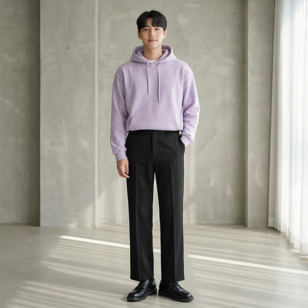 검정 와이드 슬랙스: 깔끔한 미니멀 스타일